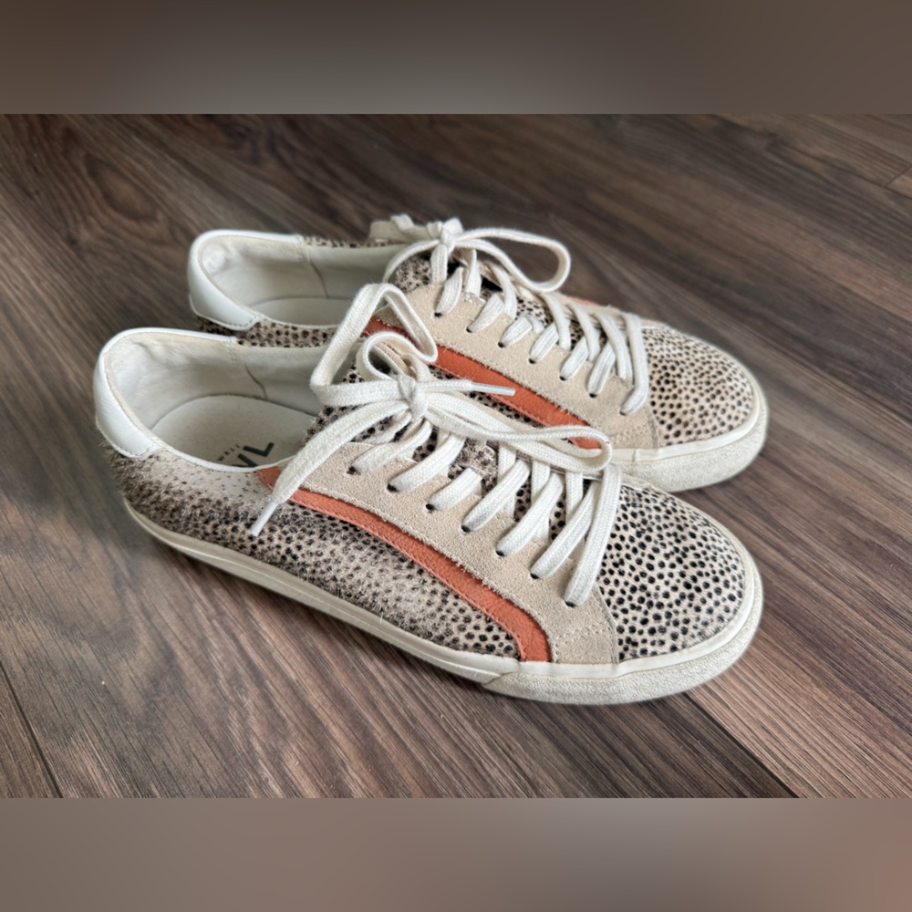 Madewell  Neutral Animal-Print Lace-Up Sneakers with Rust Accent